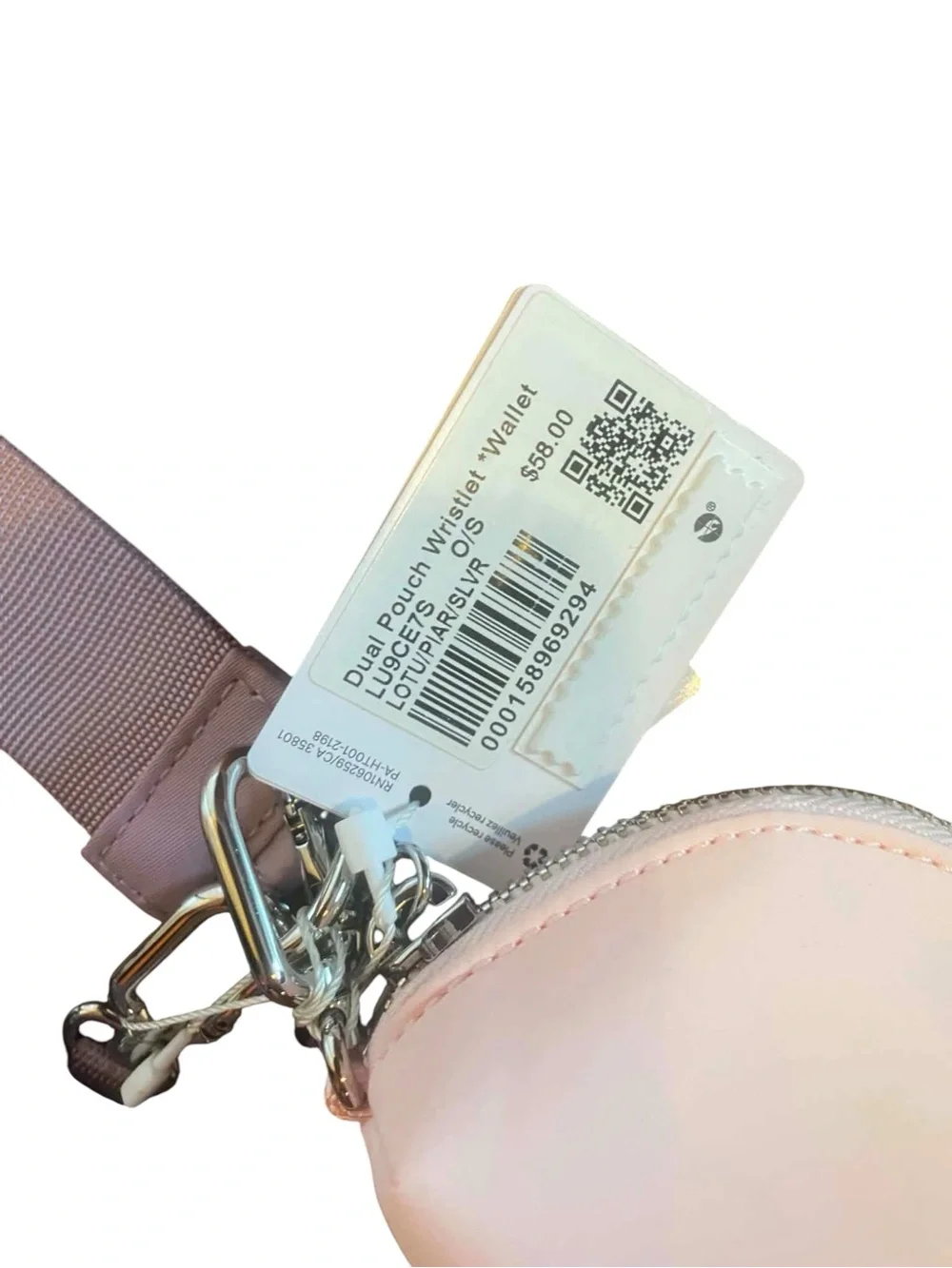 NWT Lululemon Dual Pouch Wristlet Wallet LAVENDER/PEARL PINK